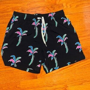 chubbies Black Swim Trunks with Pink Blue Green Accents